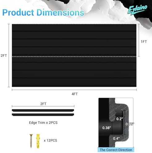 Ezlaino Slatwall 4 FT x 2 FT, PVC Slat Wall Paneling Garage Wall Organizer - Image 2