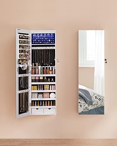 SONGMICS Mirror Jewelry Cabinet Armoire, Wall or Door Mounted - Image 5