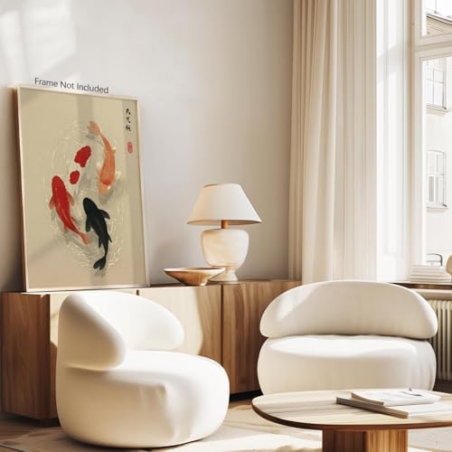 Japanese Koi Fish Poster Modern Oriental Asian Canvas Wall Art Minimalist Zen - Image 5