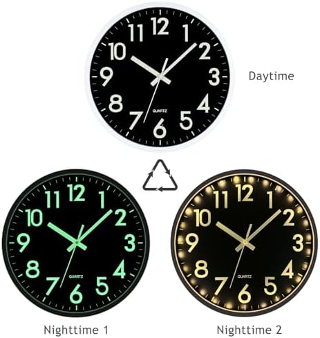 JoFomp LED Wall Clock for Bedroom Night Glow, 12 Inch Silent Wall Clocks - Image 2