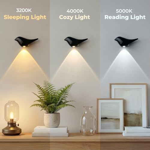 2-Pack Obsidian Plastic Bird Motion Sensor Wall Lights - Image 3
