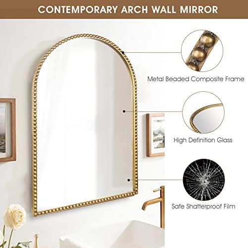 Arched Wall Mirror for Bathroom, Large Modern Distressed Hanging Wall Decor for - Image 3