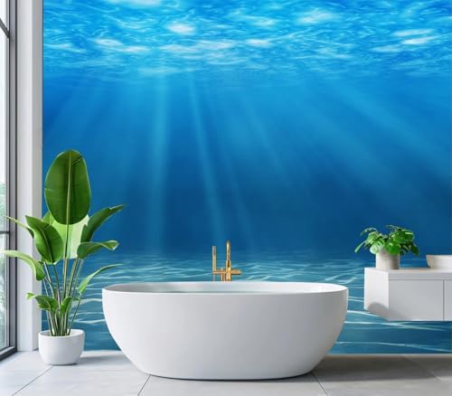 Serene Deep Blue Underwater Sunlight Wallpaper Peel Stick - Image 4