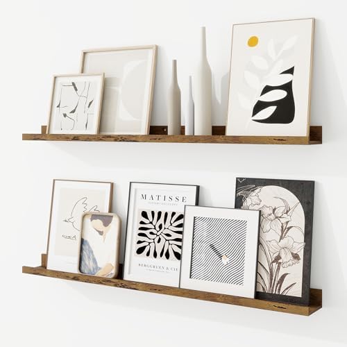 RICHFOCUS Picture Ledge Shelf, 36 inch Floating Shelves Set of 2, Wood Wall by RICHFOCUS