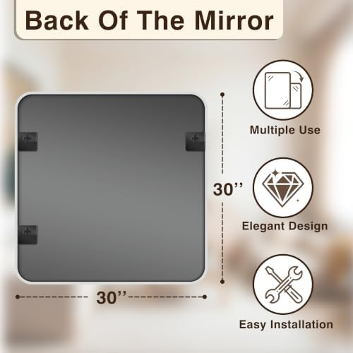 Vanity Bathroom Mirror, 30”x30” Silver Bathroom Mirror - Image 2