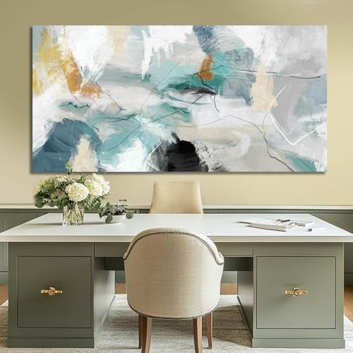 SOUGUAN Green Wall Art Abstract Wall Decor Teal Pictures Canvas Prints Artwork - Image 4