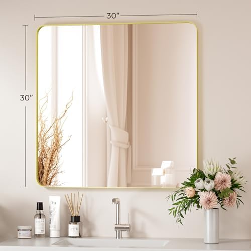 Gold Bathroom Mirror 30X30 Inch Bathroom Vanity Mirror - Image 5