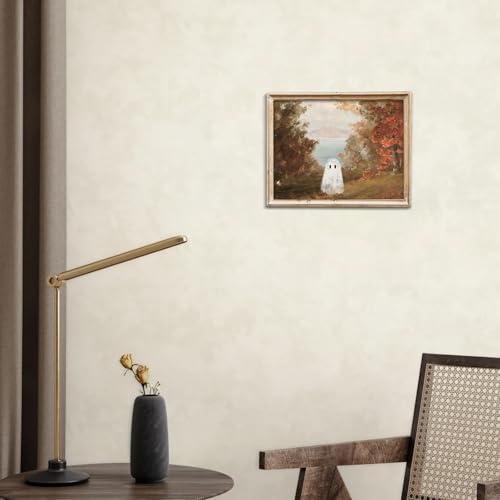 uniro Retro Cute Ghots Wall Art Cute Ghost in Field Pictures Wall Decor Moody - Image 6