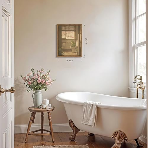 Framed Vintage Funny Bathroom Wall Art, Cute Frog Reading on Toilet Canvas - Image 4