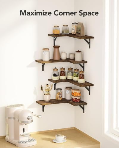 Amada Corner Floating Shelves, Paulownia Wood - Image 4