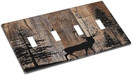 Light Switch Covers Rustic Forest Antler Elk Deer Silhouettes Animals Wood - Image 3