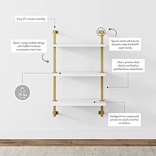 Nathan James Theo 3-Shelf Small Bookcase, Floating Wall Mount Bookshelf - Image 4