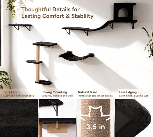 Wall Mounted Cat Furniture Set of 4 – 4 in 1 Cat Wall Shelves - Image 4