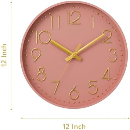 DAXSMY Wall Clock 12 Inch Pink Decorative, Battery Operated Silent - Image 3