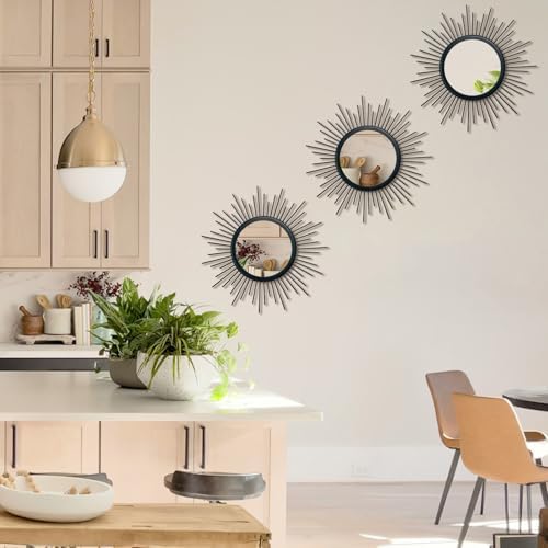 3 Set Sunburst Round Mirrors for Wall Decor Bedroom Bathroom - Image 4