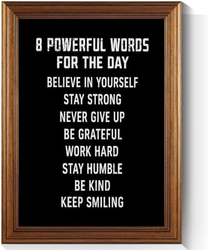 8 Powerful Words For The Day Motivational Canvas Wall Art, Positive Affirmation by Handmade