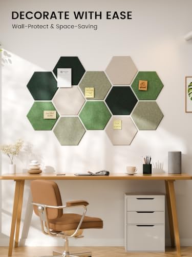 Fluxynara 12-Pack Hexagon Felt Bulletin Board Tiles, Sagewood-1 - Image 6