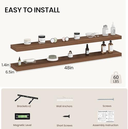 Vivelove 48 Inch Floating Shelves Wall Mounted - Image 3
