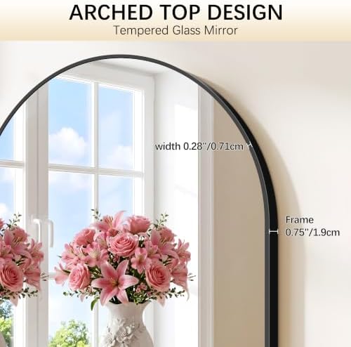 FORBATH Arched Bathroom Mirror 16x24 Inch, Hanging or Leaning Against Wall - Image 3