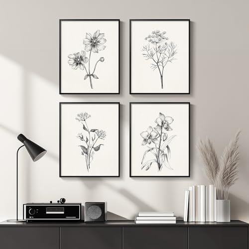 Framed Black and White Floral Wall Art - Image 2
