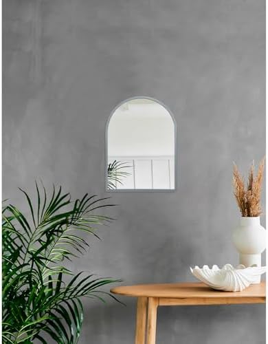 Wall Mirror Arched Bathroom Mirrors Aluminum Alloy Frame Contemporary Hanging - Image 4