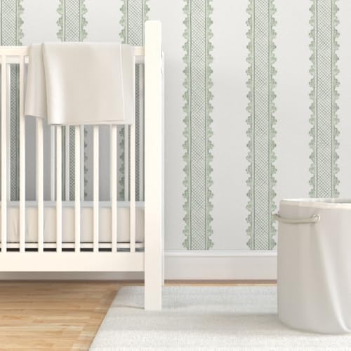 Spoonflower Sage Green Preppy Peel and Stick Wallpaper - Image 6