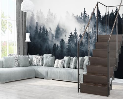 XMPMBM-Misty Forest Fabric Wallpaper Pine Forest Living Room Bedroom Bathroom - Image 3
