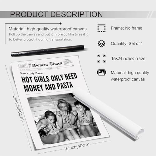 MWZUPQ Trendy Black And White Aesthetic Poster Vintage Newspaper Wall Art - Image 2