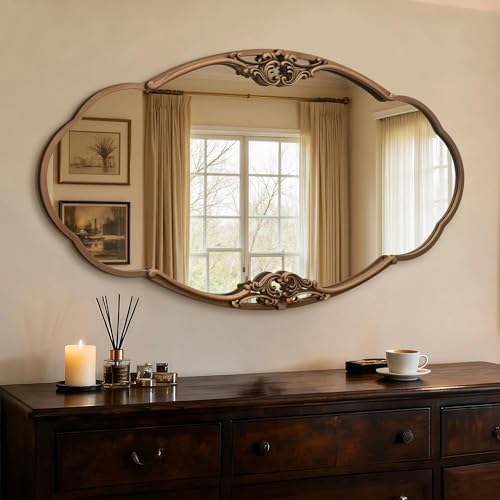 Besdomus Oversize Gold Oval Mirror: 48"x26" Large Antique Ornate Mirror by Besdomus