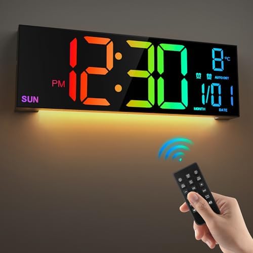 LEIKE 16.2" Digital Wall Clock – RGB, Dual Alarm, Auto-Brightness by LEIKEWALLCLOCK