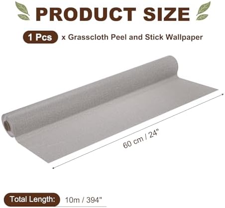 uxcell Grasscloth Linen Textured Wallpaper, 60cm x 10m/24 x 394 Thicker - Image 2