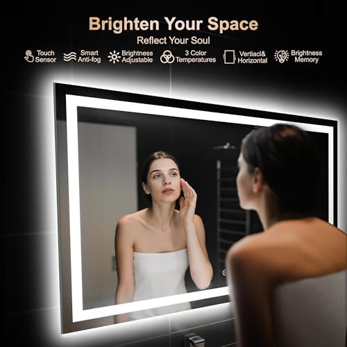 Delma LED Mirror for Bathroom 30x50 Inch, Dimmable Front & Backlit Vanity Mirror - Image 2