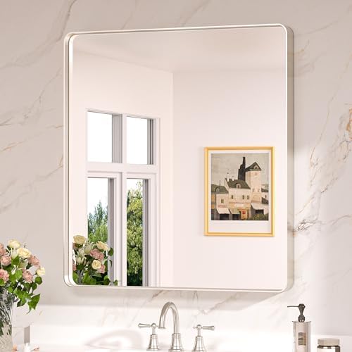 Keonjinn 32 x 36 Inch Brushed Nickel Bathroom Mirrors by Keonjinn