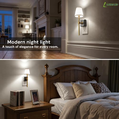 L LOHAS LED Night Light, Premium Fabric Linen Shade Plug in Night Light - Image 4