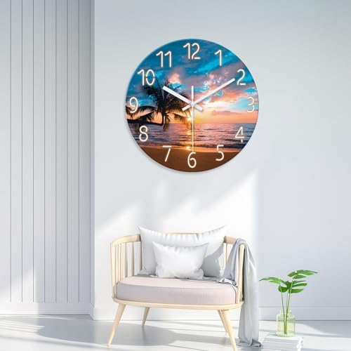 XFM Large Coastal Glass Wall Clock 24 Inch - Image 3