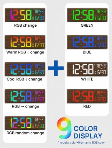 RGB Large Digital Wall Clock, 15.7" Digital Clock Large Display - Image 4