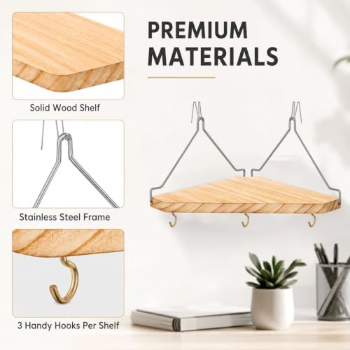 2 Pack Fabric Wall Wooden Wall Cubicle Corner Shelf - Image 3