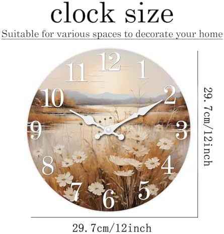 XNM Farmhouse Wooden Wall Clocks Battery Operated 12 Inch - Image 3