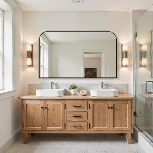 Delma 30"x50" Black Metal Framed Bathroom Mirror - Image 2