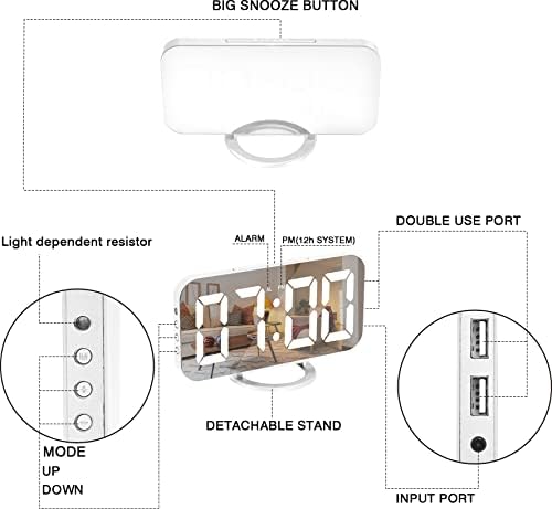Sukeen Digital Alarm Clock, Modern Mirror Desk Wall Clock - Image 6