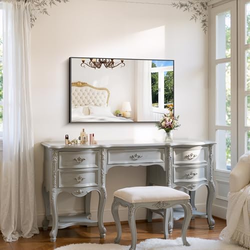 YIROMAN Bathroom Mirror 24"x40", Matte Black Bathroom Mirror - Image 4