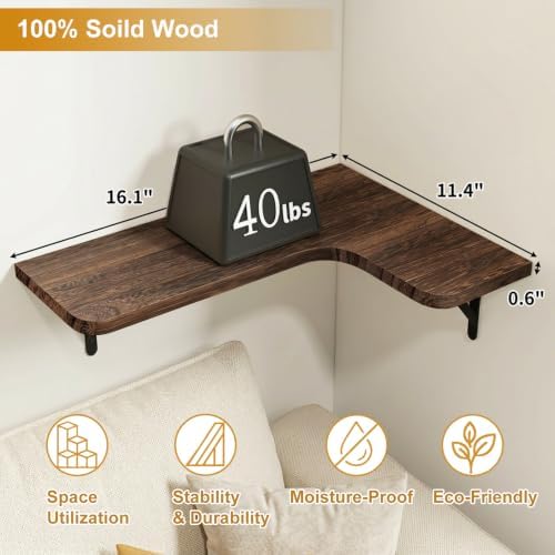 Fixwal Conner Floating Shelves for Wall Decor, Dark Carbonized Black 5pcs - Image 3