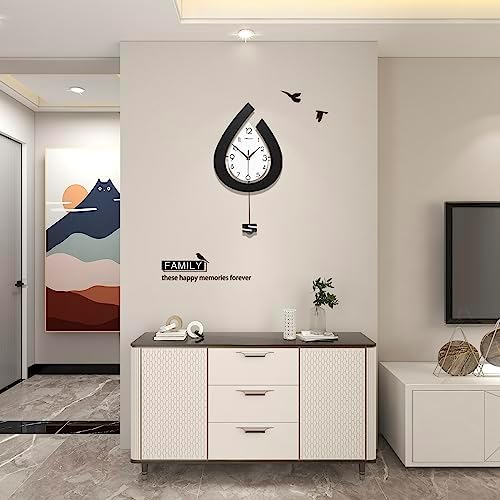 Large Modern Black Pendulum Wall Clock - Image 5