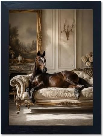 BZRVBQ Elegant Horse Wall Art, Framed Equestrian Canvas Print, Luxury Classic by Unknown