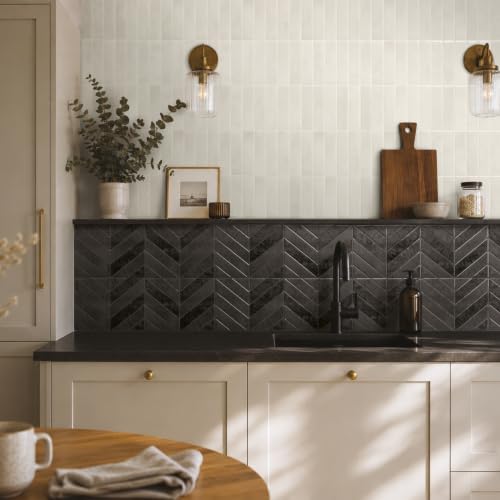 Smart Tiles Peel and Stick backsplash, Chevron Black - Image 2
