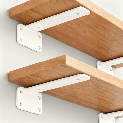 12 Pack - 12 inch White Hidden L Shelf Bracket Iron Floating Shelf Brackets - Image 5