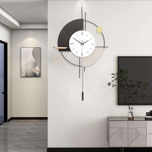 Wall Clock with Pendulum, Silent Quality Quartz Battery Operated, Large Wall - Image 4