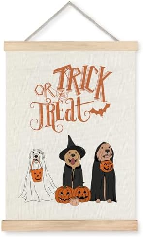 Supwhd Trick or Treat Halloween Ghost Dogs Pumpkin Wall Art by Homedecoration