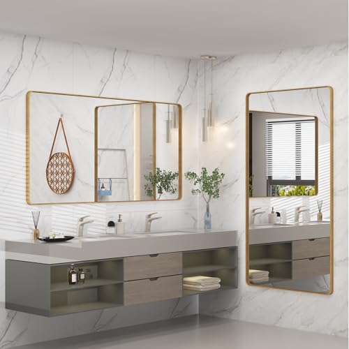 66x36 Inch Gold Bathroom Vanity Mirror - Image 6
