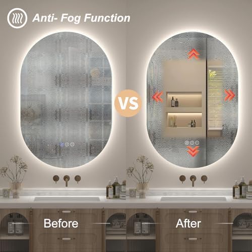 SMIROR 40x24 Oval Backlit LED Bathroom Vanity Mirror - Image 4